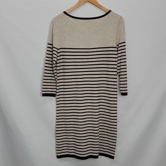 Banana Republic Women's Tunic Sweater  Gray Black Stripe 3/4 Sleeve Scoop Neck M - Picture 12 of 12
